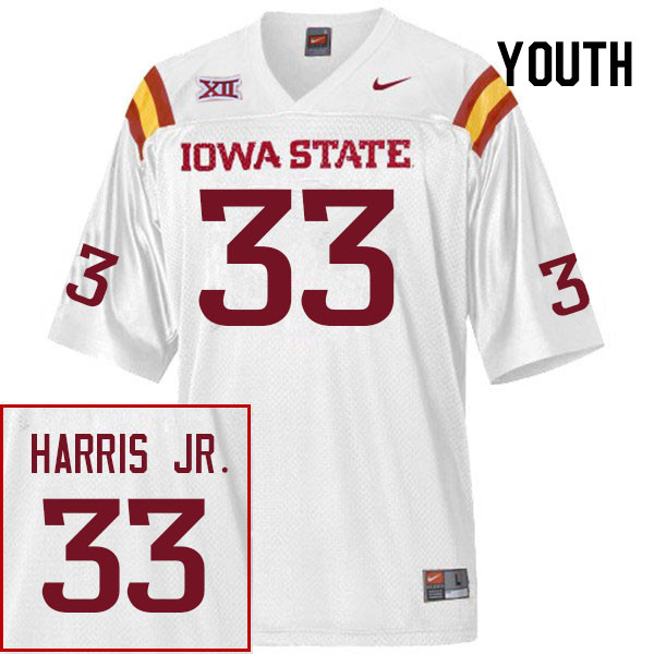 Youth #33 Iowa State Cyclones College Football Jerseys Stitched Sale-White - Click Image to Close